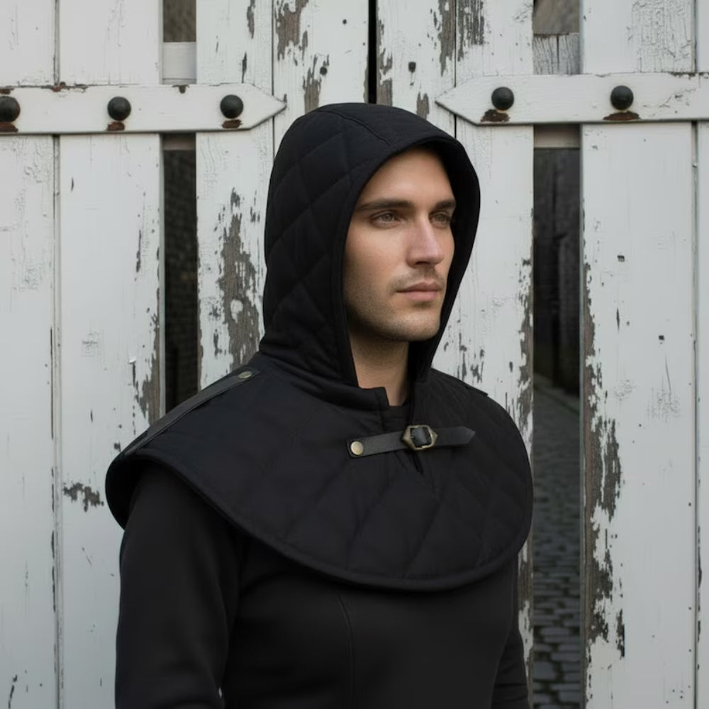Medieval Cotton Padded Coif – Armor Hood for LARP & Renfaire