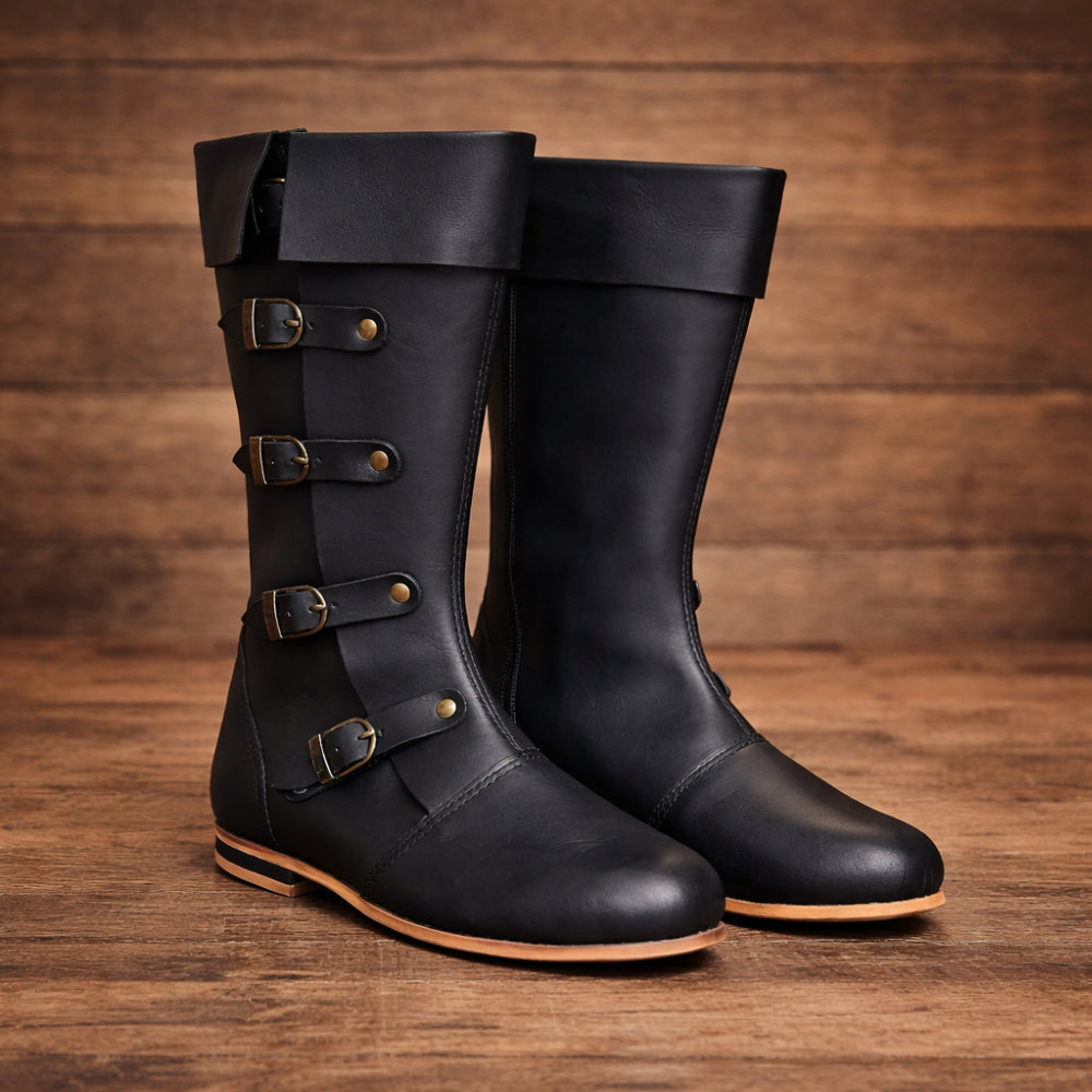Medieval Leather Renaissance Boots - Viking Pirate Style Renfaire Boots, Reenactments, Theater, Halloween events