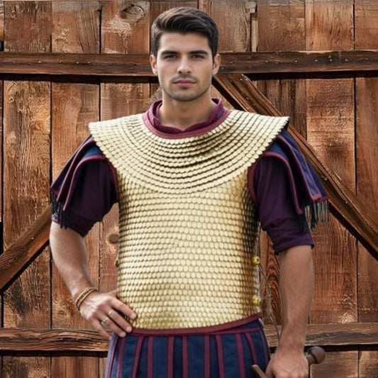 Roman Lorica Squamata Brass Scale Armor for LARP & Reenactment - Handmade Historical Soldier Costume