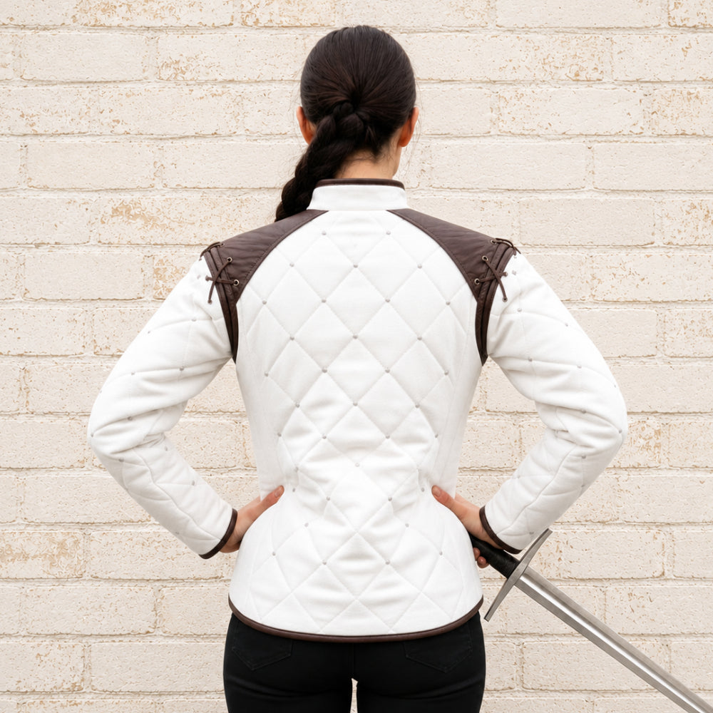 Women's Medieval Gambeson with Leather Trim | Renaissance Faire & LARP Costume