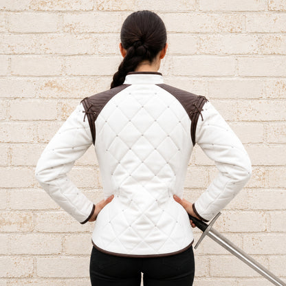 Women's Medieval Gambeson with Leather Trim | Renaissance Faire & LARP Costume