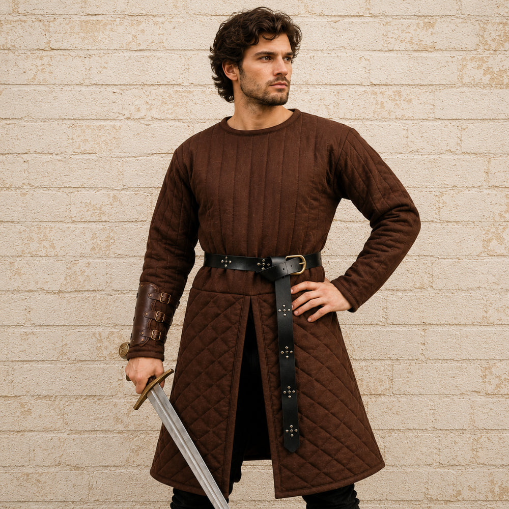 Quilted Medieval Gambeson in Brown | Renaissance Faire & LARP Costume