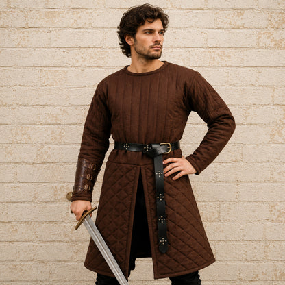Quilted Medieval Gambeson in Brown | Renaissance Faire & LARP Costume