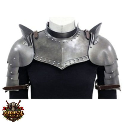 Medieval Knight Armor Gorget Set with Pauldrons – Unisex Shoulder Guard for Adults