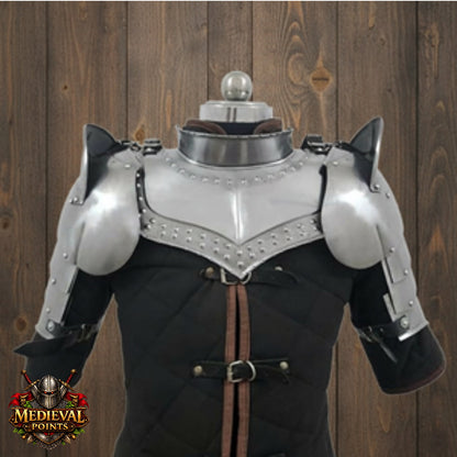 Medieval Knight Armor Gorget Set with Pauldrons – Unisex Shoulder Guard for Adults