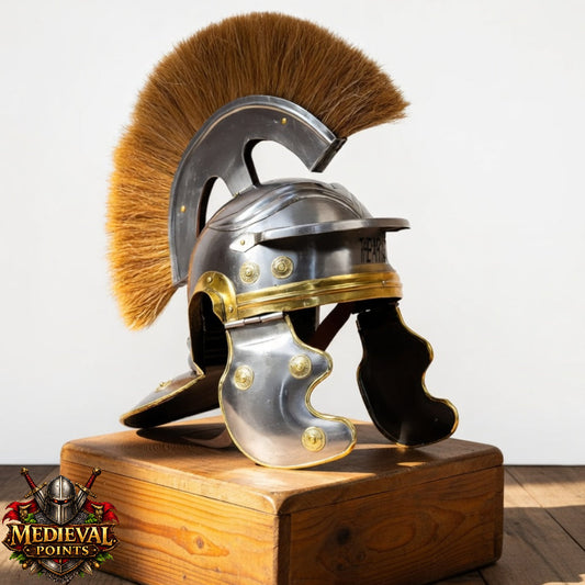 Roman Centurion Helmet : Roman Helmet with Brown Plume