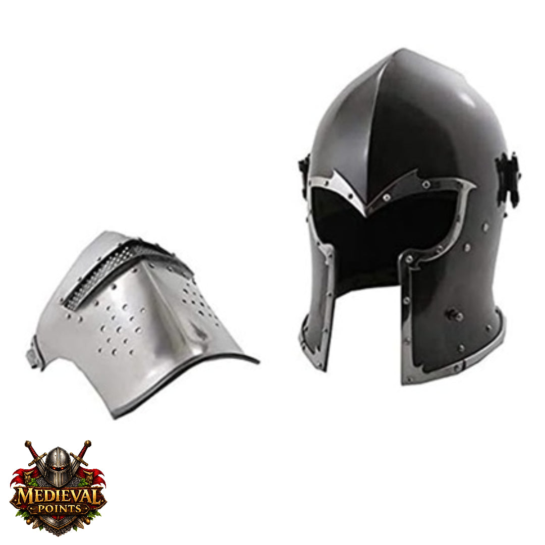Barbuta Helmet: Functional Barbute Helmet ,wooden stand