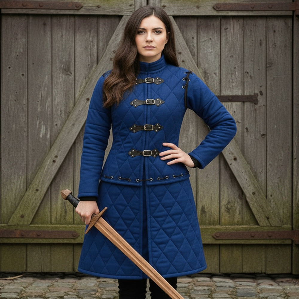 Royal Blue Gambeson: Medieval Padded Armor - Reenactment Costume