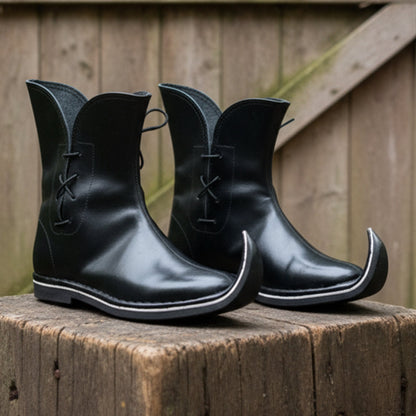Medieval Tulip Boot | Low Poulaines Leather Shoes for LARP & Ren Faire Costume