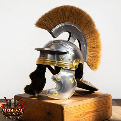 Roman Centurion Helmet : Roman Helmet with Brown Plume