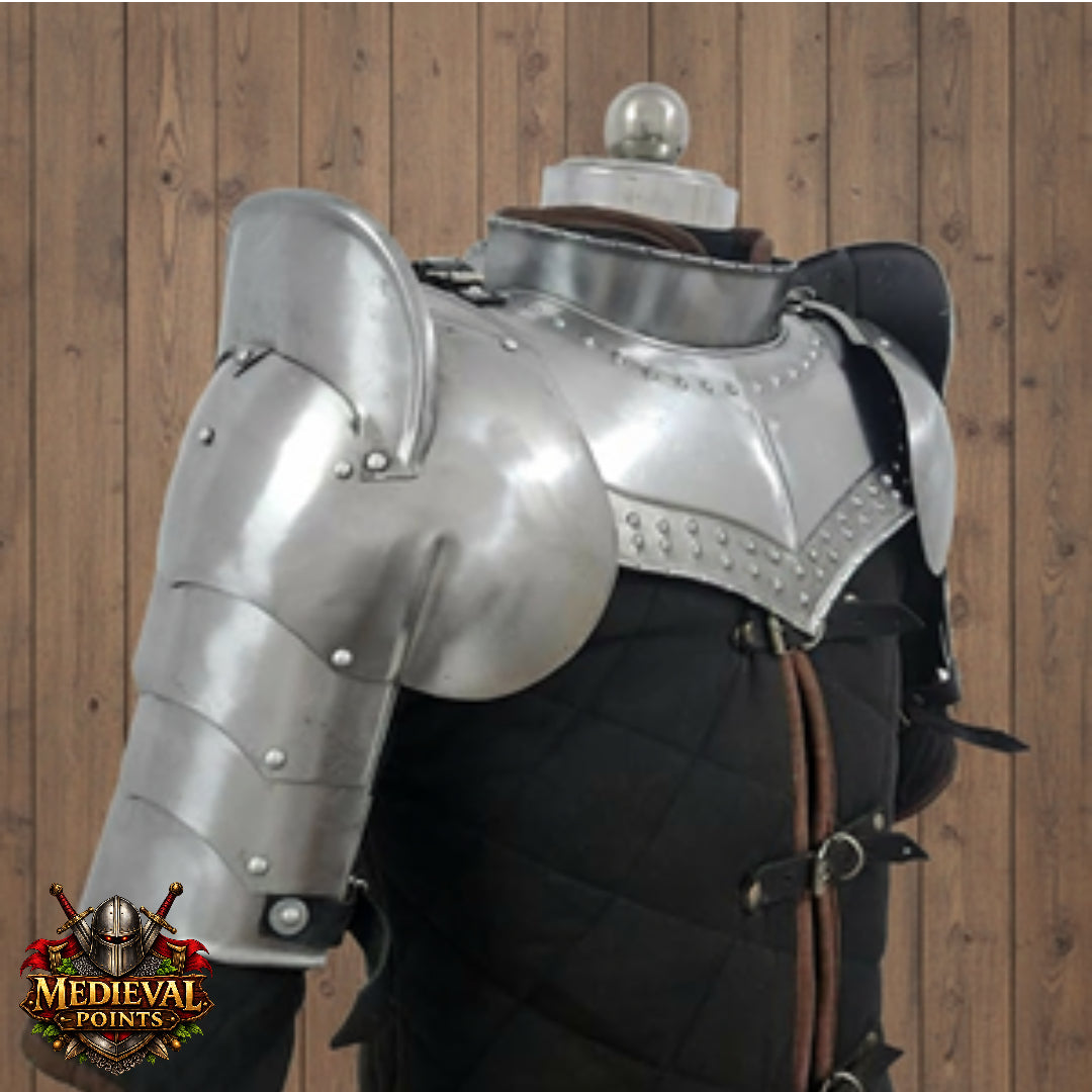Medieval Knight Armor Gorget Set with Pauldrons – Unisex Shoulder Guard for Adults