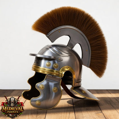 Roman Centurion Helmet : Roman Helmet with Brown Plume