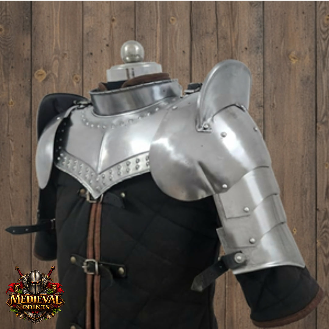 Medieval Knight Armor Gorget Set with Pauldrons – Unisex Shoulder Guard for Adults