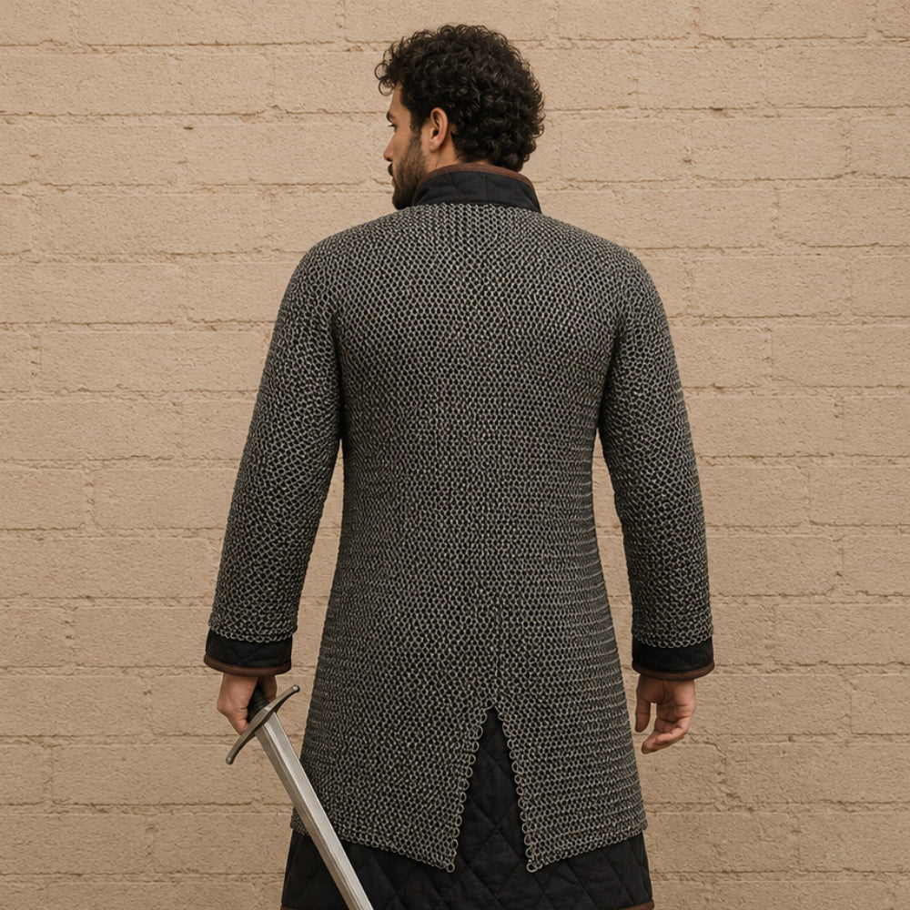 Mild Steel Chainmail Hauberk – 8MM Round Riveted Ring Medieval Armor
