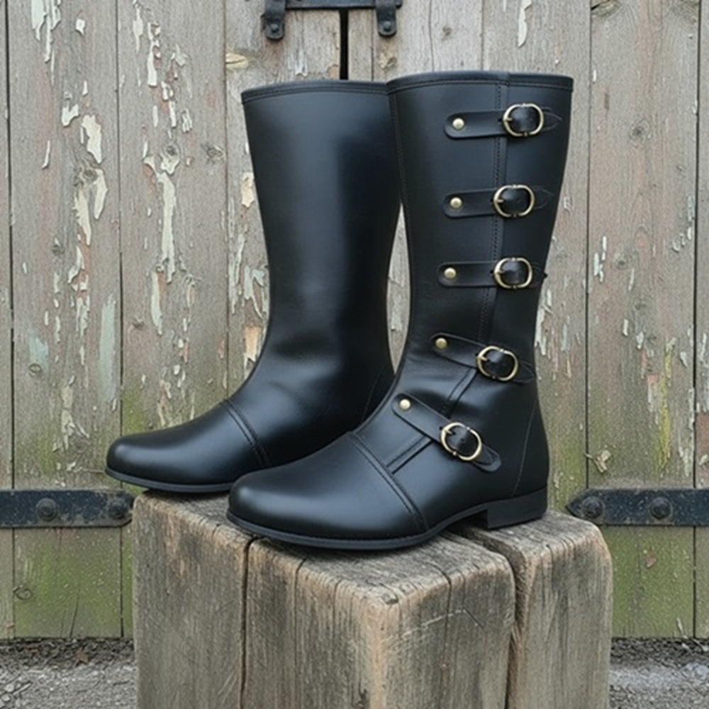 Medieval Leather Boots: Ren Faire Viking Pirate Costume for Halloween Events