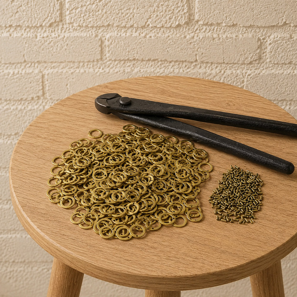 Brass Loose Riveted Rings with Round Rivets for Chainmail Repair – Natural Finish