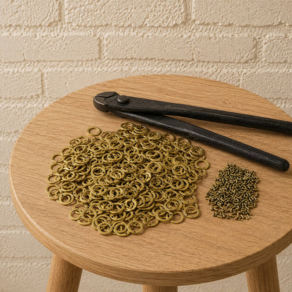 Brass Loose Riveted Rings with Round Rivets for Chainmail Repair – Natural Finish