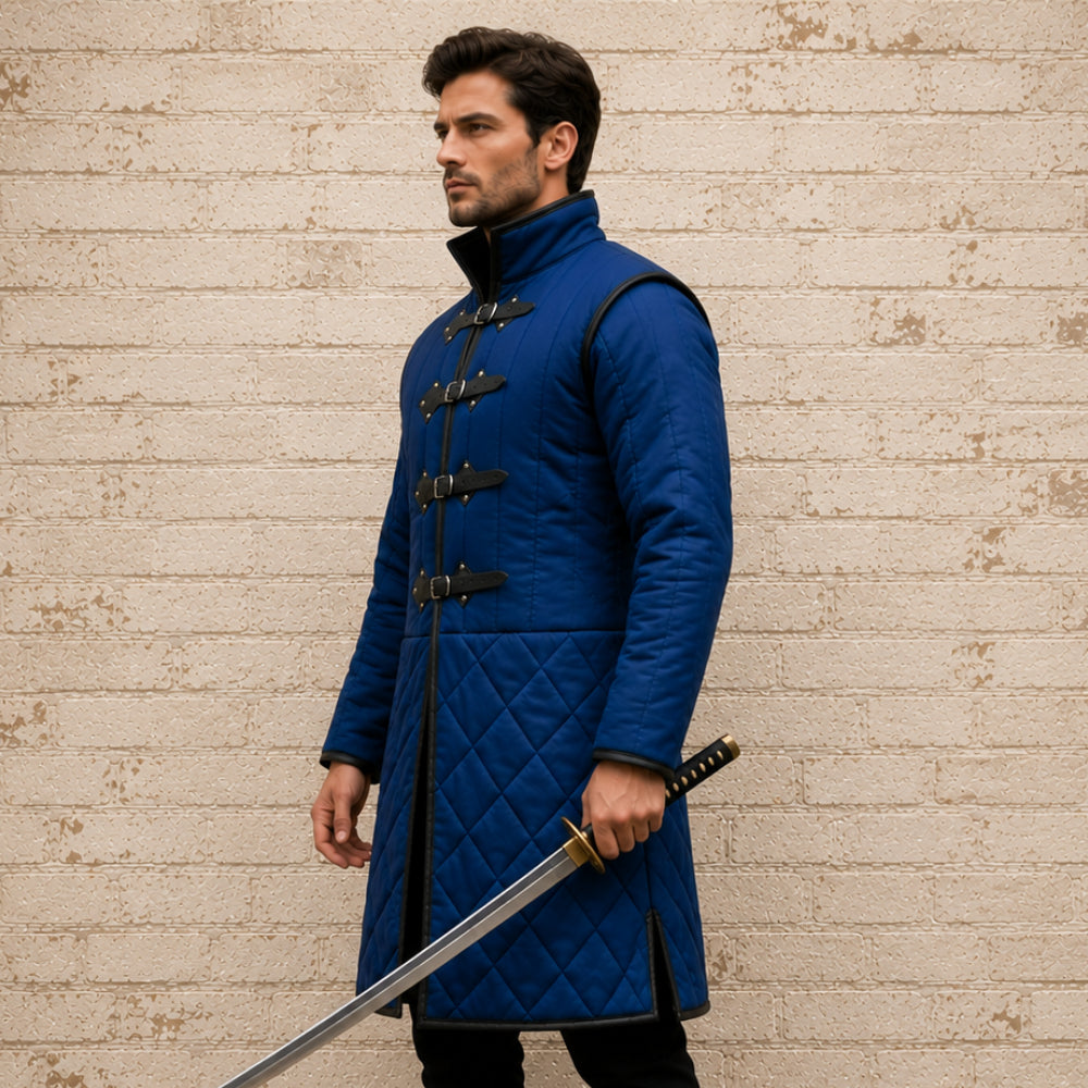 Leather Trim Medieval Gambeson – Renaissance Faire Costume