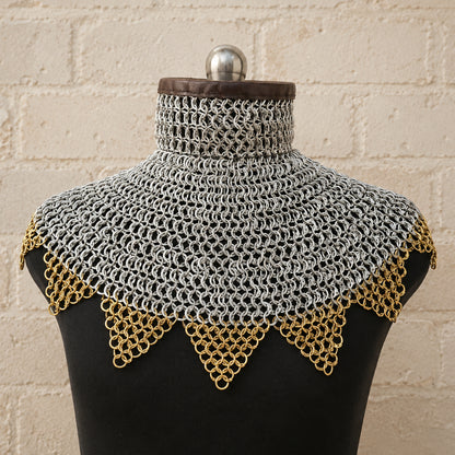 Chainmail Collar – 9mm Aluminium Round Riveted Rings with Solid Rings, Bishop Mantle