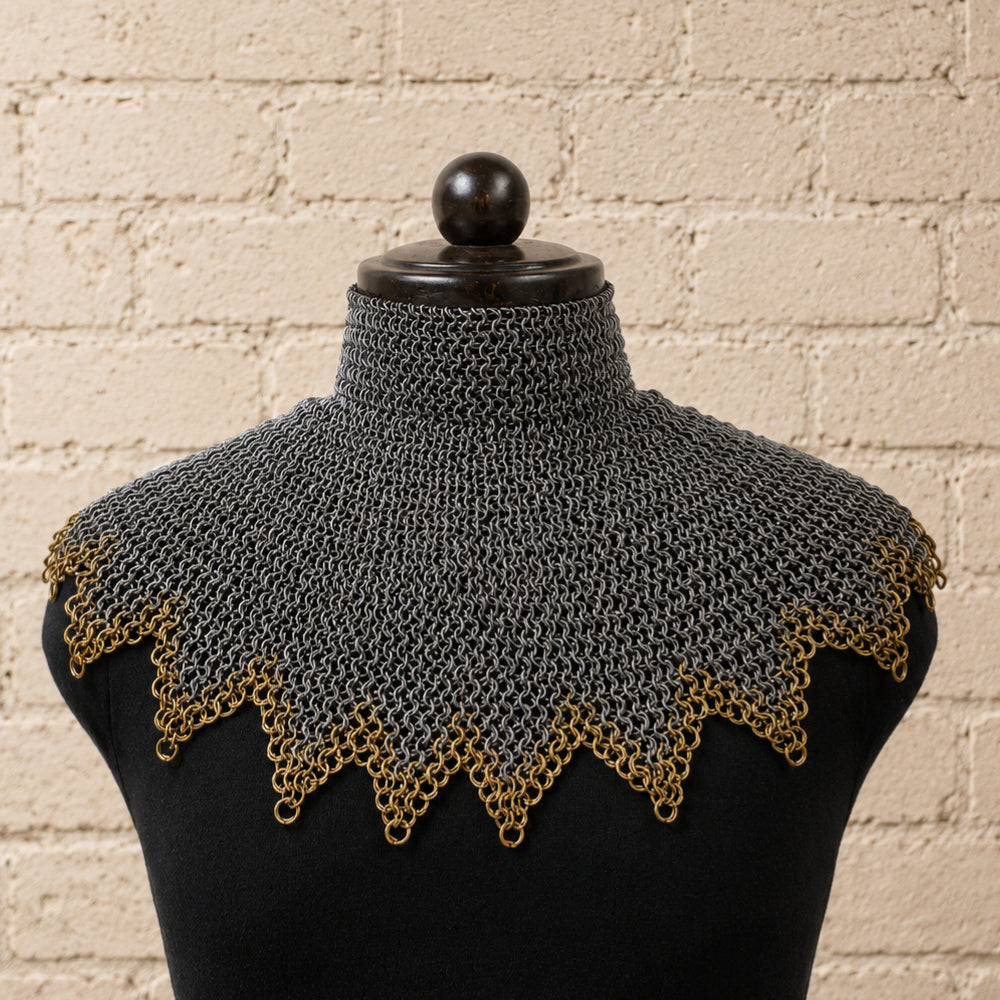 9mm Chainmail Gorget Collar – 8mm Flat Riveted & Solid Mild Steel Armor