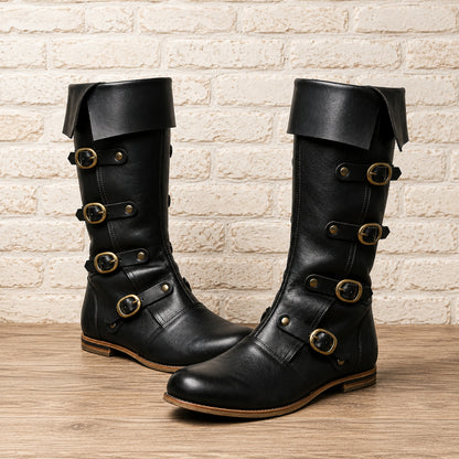 Medieval Renaissance Leather Boots – Viking & Pirate Style Footwear for Renfaire, Reenactments, Theater, and Halloween Events