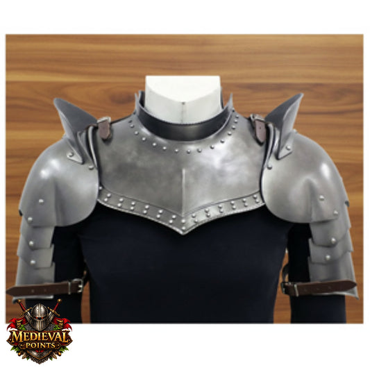 Medieval Knight Armor Gorget Set with Pauldrons – Unisex Shoulder Guard for Adults