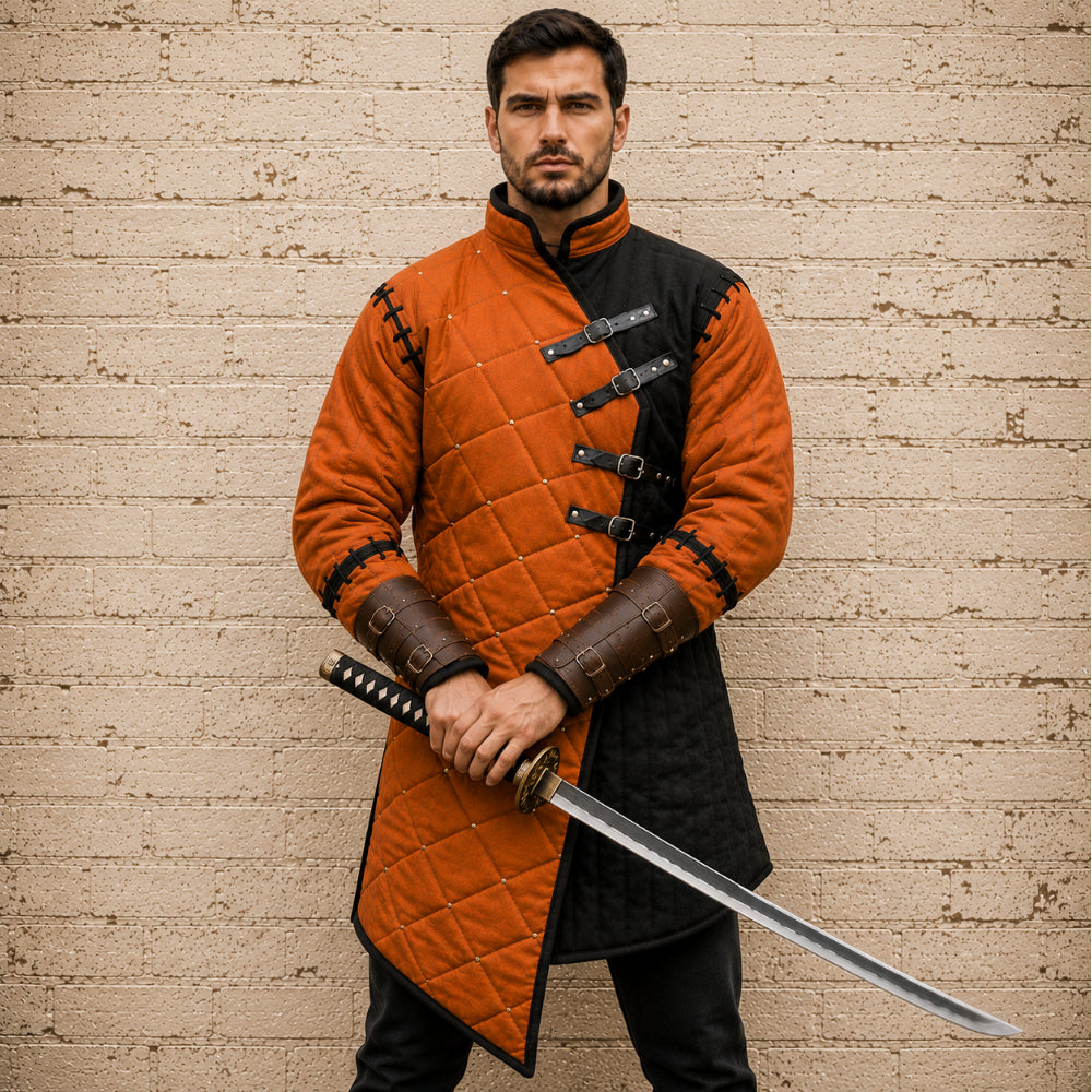 Witcher-Inspired Grey & Black Gambeson – Renaissance Fair Costume