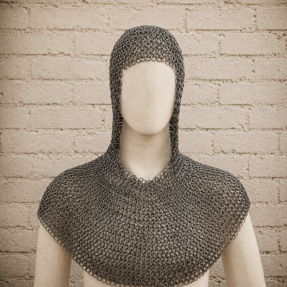 Chainmail Half Hauberk – 9MM Flat Riveted Rings with Leather Trim