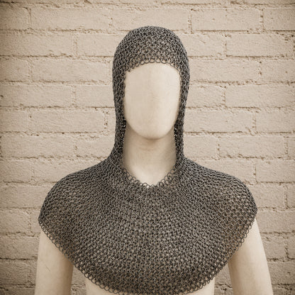 Chainmail Half Hauberk – 9MM Flat Riveted Rings with Leather Trim
