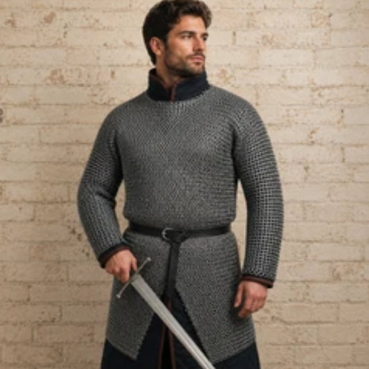 9mm Mild Steel Riveted Chainmail Hauberk – Medieval Armor for LARP & Reenactment
