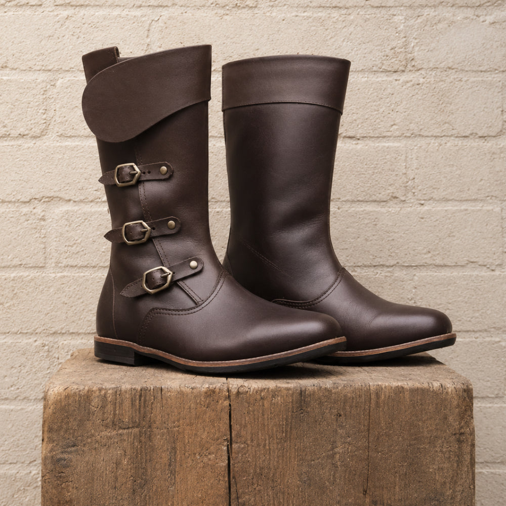 Medieval Black Leather Viking Boots – Reenactment Footwear for Ren Faire, LARP & Cosplay