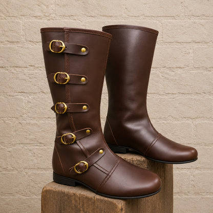 Medieval Leather Boots – Viking, Pirate & Ren Faire Costume Shoes for Halloween Events