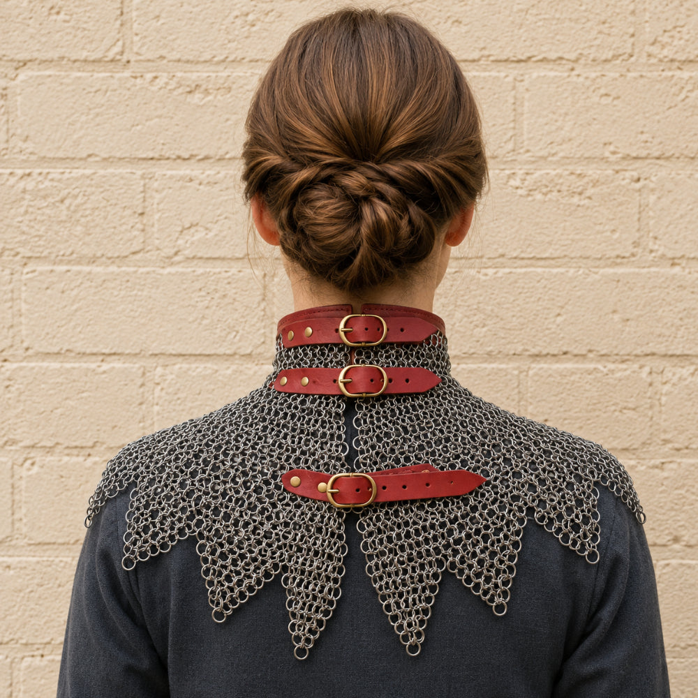 9mm Stainless Steel Chainmail Gorget Collar – Medieval Halloween Costume Armor