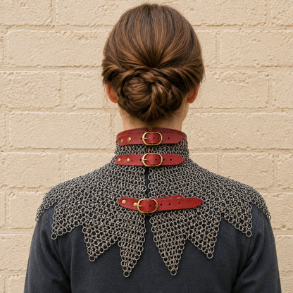 9mm Stainless Steel Chainmail Gorget Collar – Medieval Halloween Costume Armor