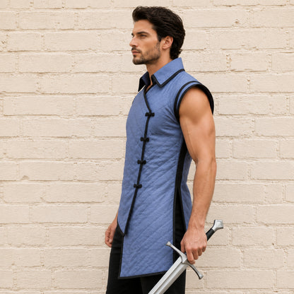 Cotton Medieval Sleeveless Gambeson – Padded Armor for Reenactment & Halloween