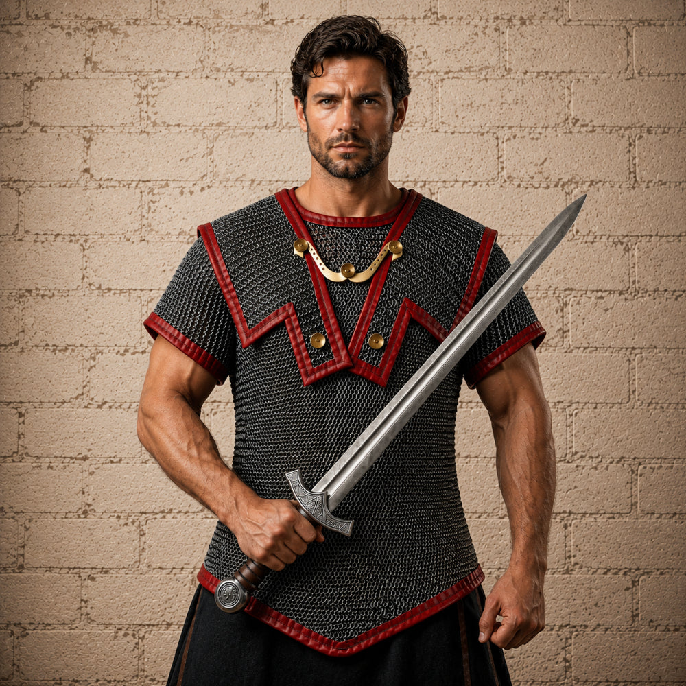 Roman Hamata Officer Chainmail Armor – 6MM Riveted Round Ring Maille Shirt for Reenactment, LARP & Halloween Events