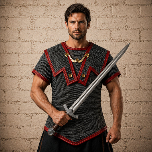 Roman Hamata Officer Chainmail Armor – 6MM Riveted Round Ring Maille Shirt for Reenactment, LARP & Halloween Events