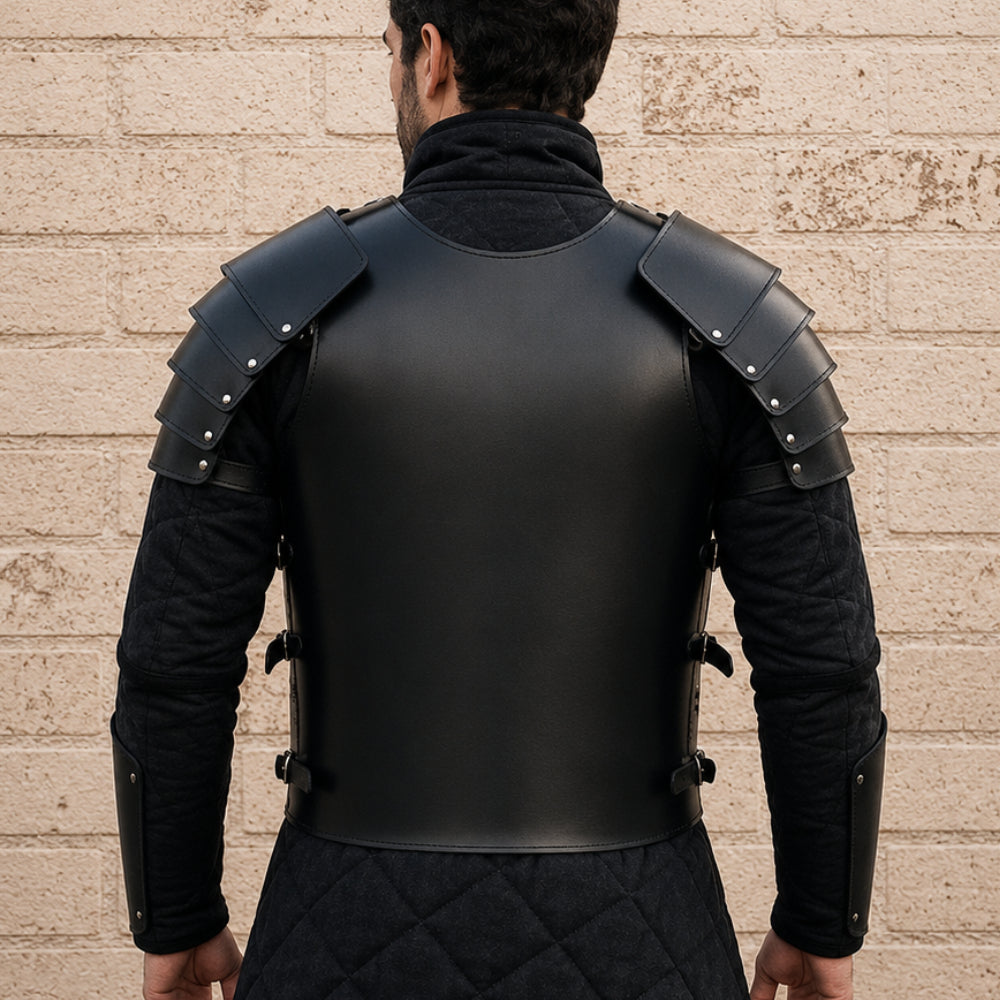 Greek Leather Breastplate Armor with Shoulder Guards – Medieval LARP & Reenactment Armor Set