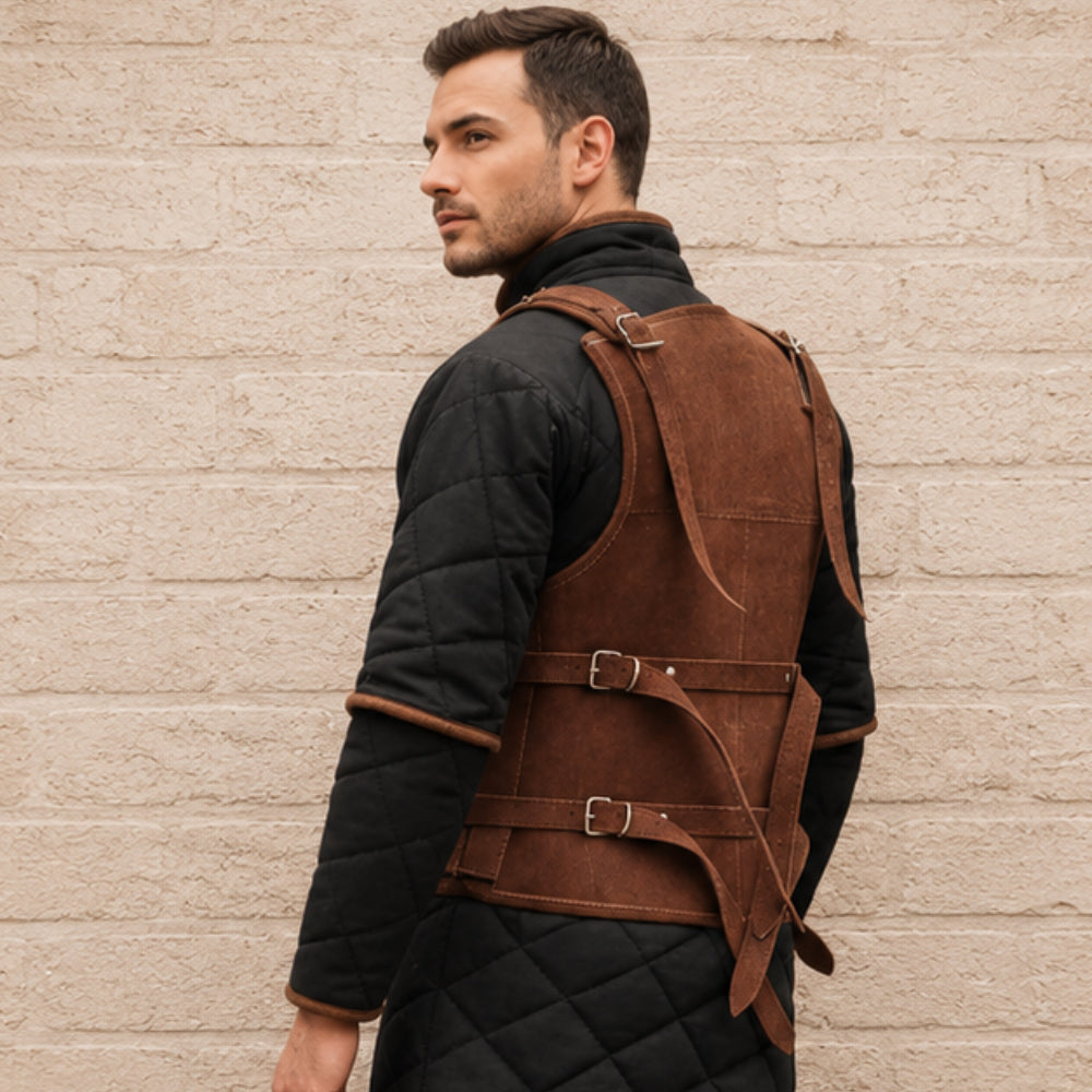 Medieval Leather Body Armor – Brown Mercenary Costume for Ren Faire, LARP & Cosplay