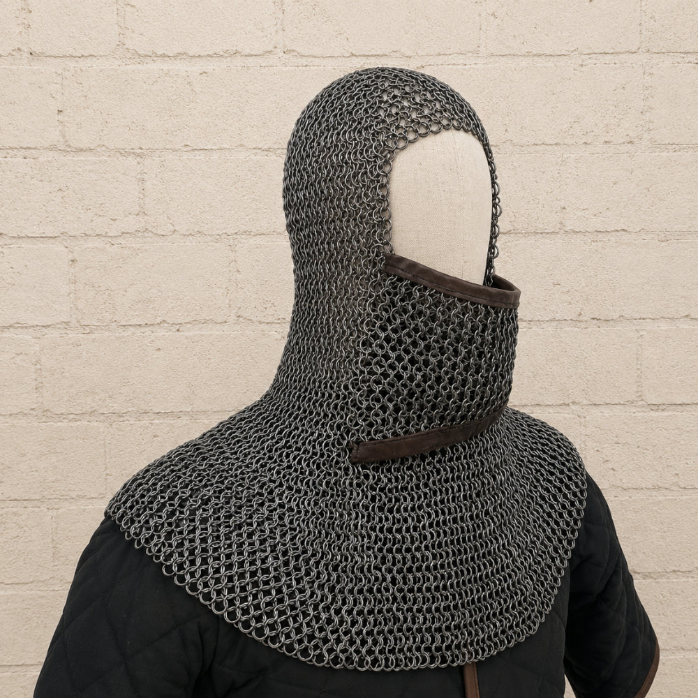 9mm Flat Riveted Stainless Steel Chainmail Coif – Medieval LARP & Reenactment Hood
