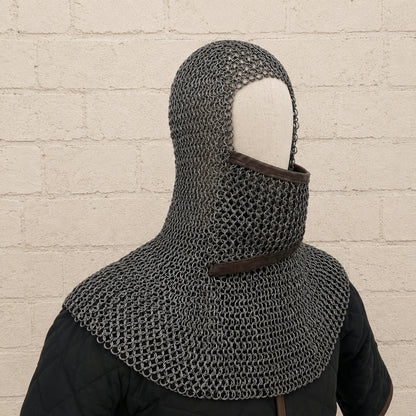 9mm Flat Riveted Stainless Steel Chainmail Coif – Medieval LARP & Reenactment Hood