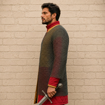 9mm Chainmail Shirt – Short Sleeve Flat Riveted Medieval Hauberk