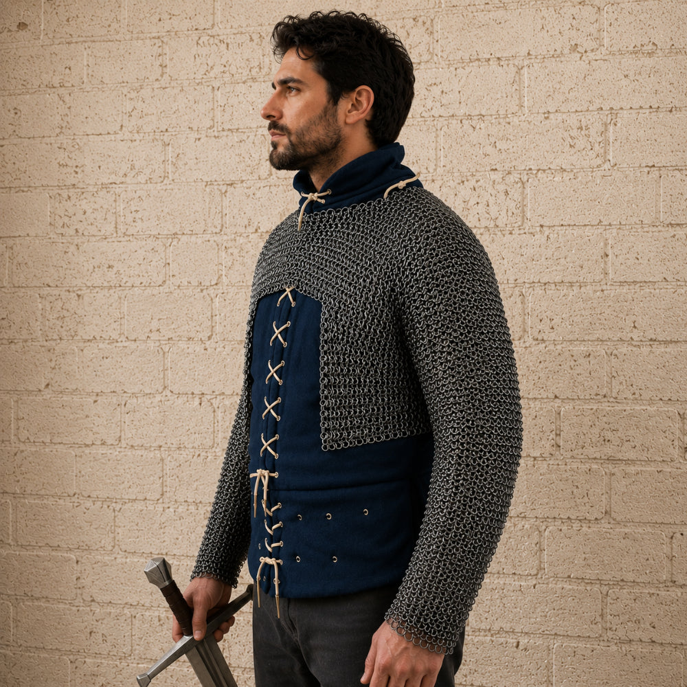 Medieval Chainmail Half Hauberk – 9mm Flat Riveted Ring Armor Shirt for LARP, Reenactment & Cosplay