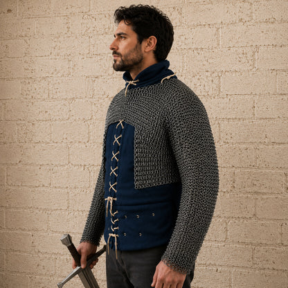 Medieval Chainmail Half Hauberk – 9mm Flat Riveted Ring Armor Shirt for LARP, Reenactment & Cosplay
