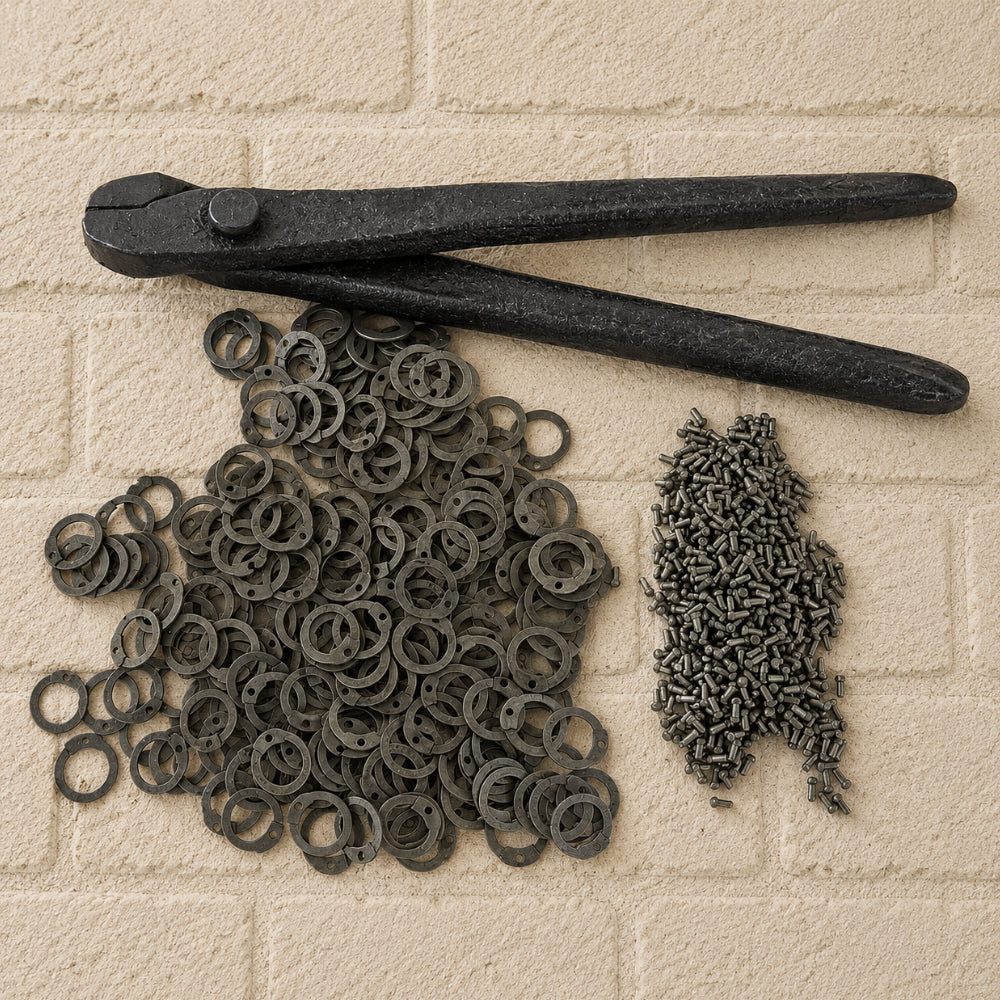 Flat Riveted Chainmail Rings with Tool – 6mm–9mm 18 Gauge Natural Finish for LARP & Reenactment