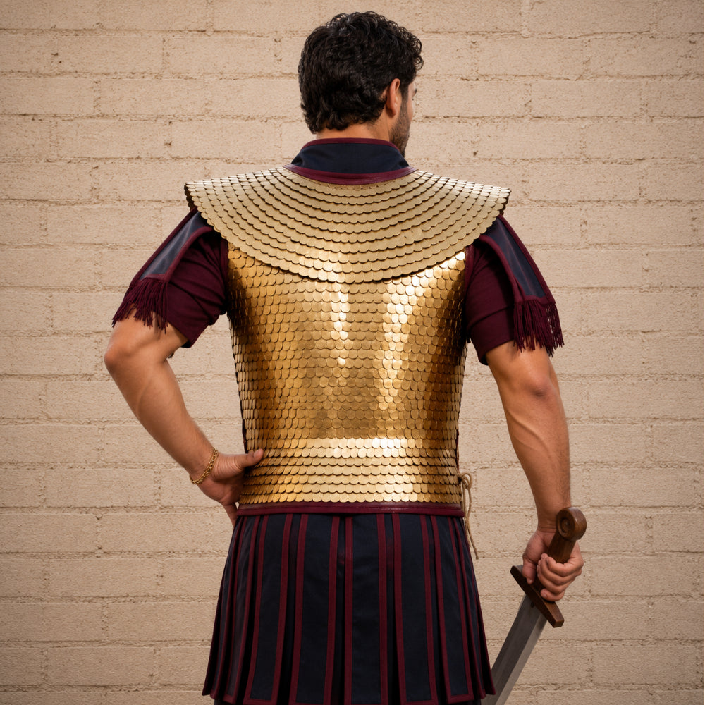 Handmade Roman Lorica Squamata Brass Scale Armor – Historical LARP & Reenactment Soldier Costume