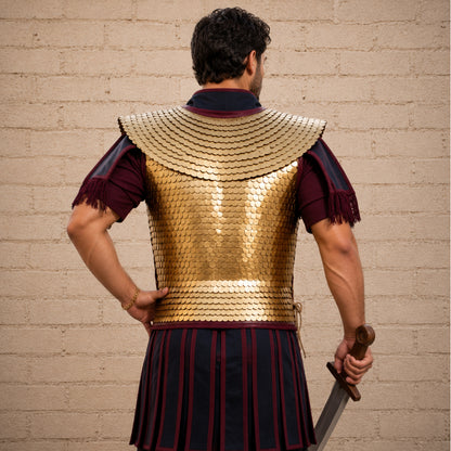 Handmade Roman Lorica Squamata Brass Scale Armor – Historical LARP & Reenactment Soldier Costume