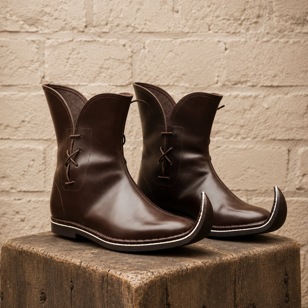 Medieval Tulip Boots – Handmade Low Poulaine Leather Shoes for LARP, Ren Faire & Historical Costumes