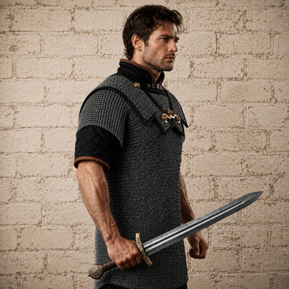 Lorica Hamata Roman Chainmail Shirt – 18 Gauge Mild Steel Armor with 6MM Riveted Round Rings