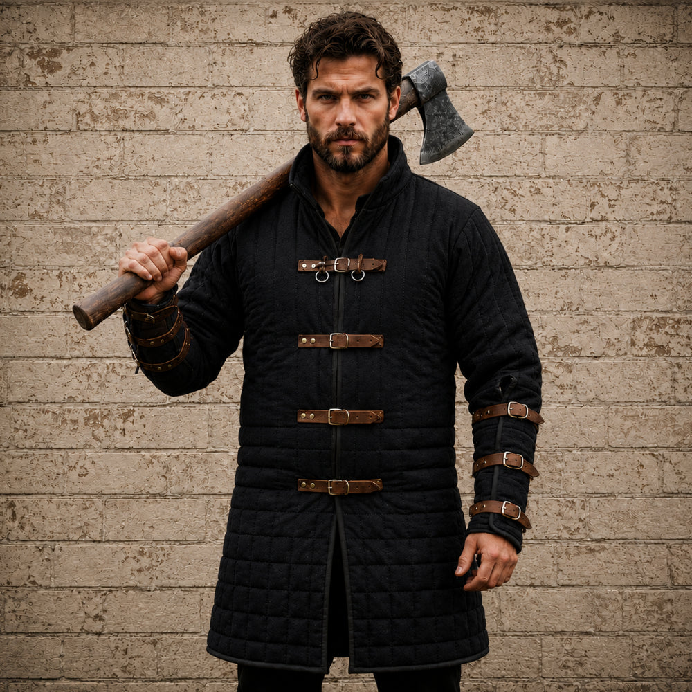 Quilted Viking Gambeson – Navy Blue Medieval Costume | LARP, Renaissance & Halloween Outfit
